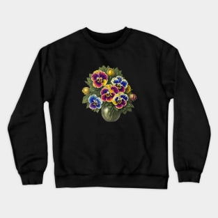 Pansy Flower Floral Illustration Vintage Abstract Leaf Crewneck Sweatshirt